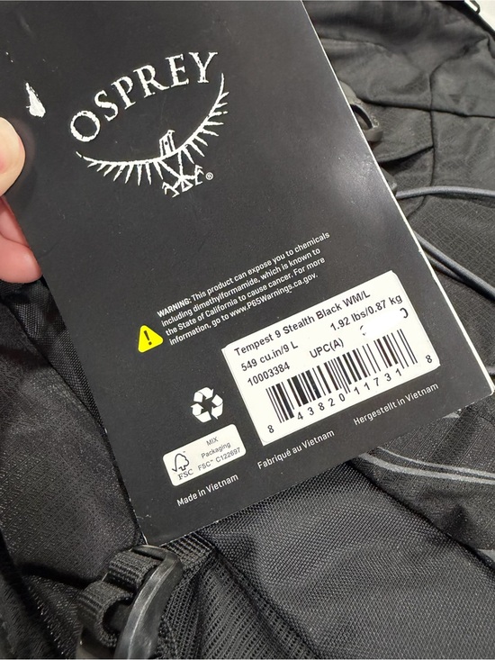 Osprey Women\'s Tempest 9 Hiking Pack Backpack Black NWT M/L Lightweight Pack main image 7
